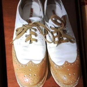 Prada Men's Brown and White Oxfords